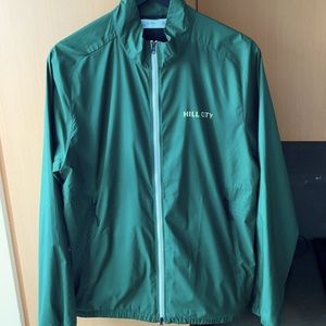 Green nylon running workout jacket